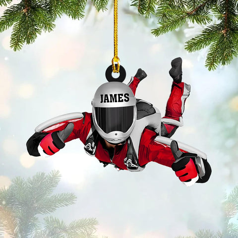 MoonArt Personalized Sky Diving Ornaments, Hot Air Balloon Acrylic, Skydiving Christmas Decorations Skydiver Suncatcher Flat Ornament, Skydiver Gift Christmas Holiday Vacation Ornament (1, SD4)