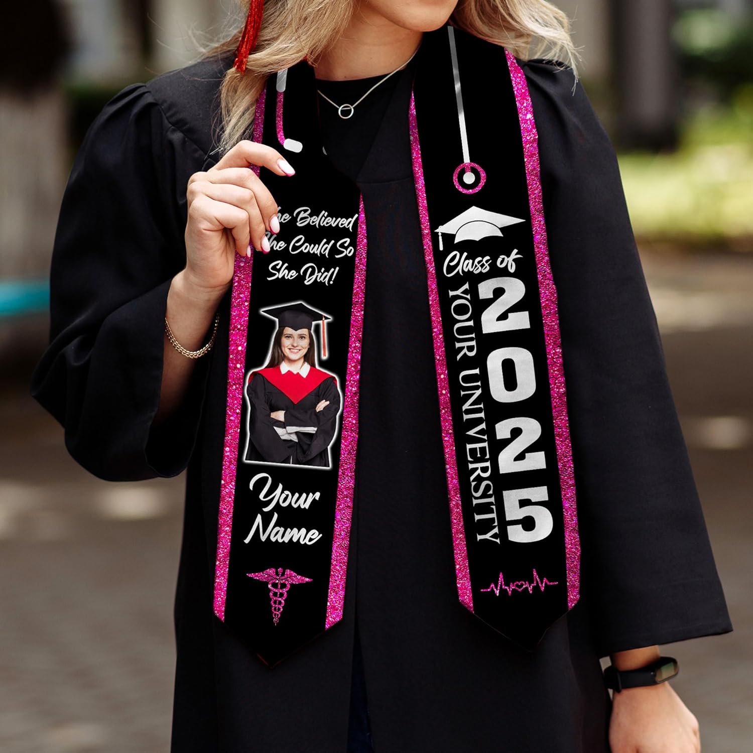 Pretyprints Custom Nurse Sash Graduation, RN Graduation Stole Gifts for Friends Nursing Student Senior Class Of 2025