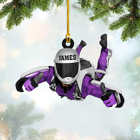 MoonArt Personalized Sky Diving Ornaments, Hot Air Balloon Acrylic, Skydiving Christmas Decorations Skydiver Suncatcher Flat Ornament, Skydiver Gift Christmas Holiday Vacation Ornament (1, SD4)
