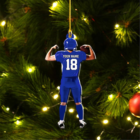 Artparel Personalized Football Ornament Customized Football Christmas Ornaments Football Ornament Christmas Hanging D��cor Gift for Football Fans Football Gifts Gift for Football Player (FB 10)