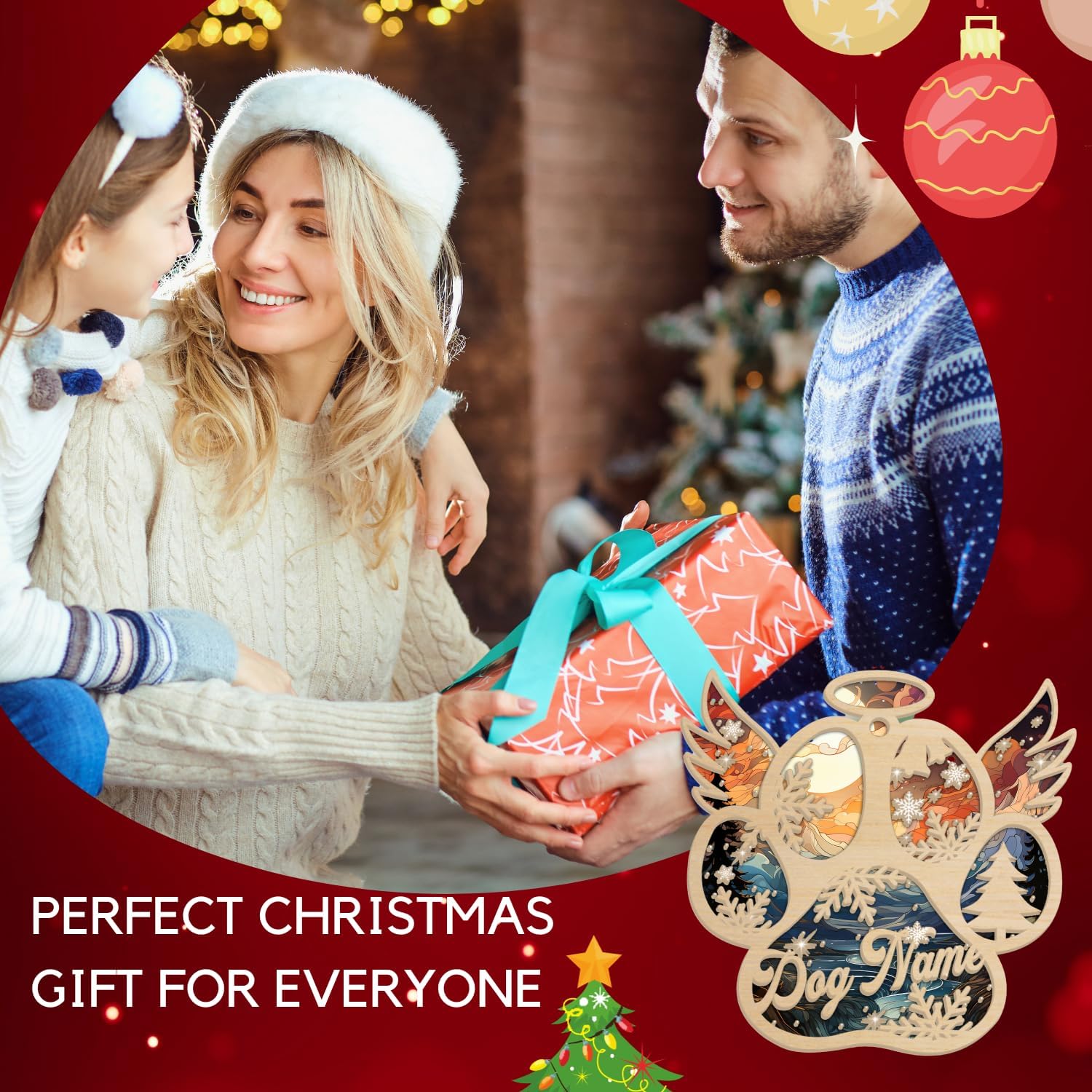 Personalized Suncatcher Wooden Dog Cat Paw Ornament Christmas 2024, Custom Dog Paw Suncatcher Wood Ornaments with Names, Pet Paw Wooden Dog Ornament, Pet Paw Christmas Ornament (PAW 8)