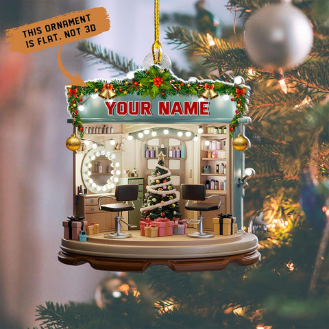 Mostefy Personalized Barber Ornaments for Christmas Tree 2024, Hair Dresser Christmas Ornaments, Hair Stylist Ornaments, Hair Salon Christmas Tree Ornaments Xmas Decor (Barber17)
