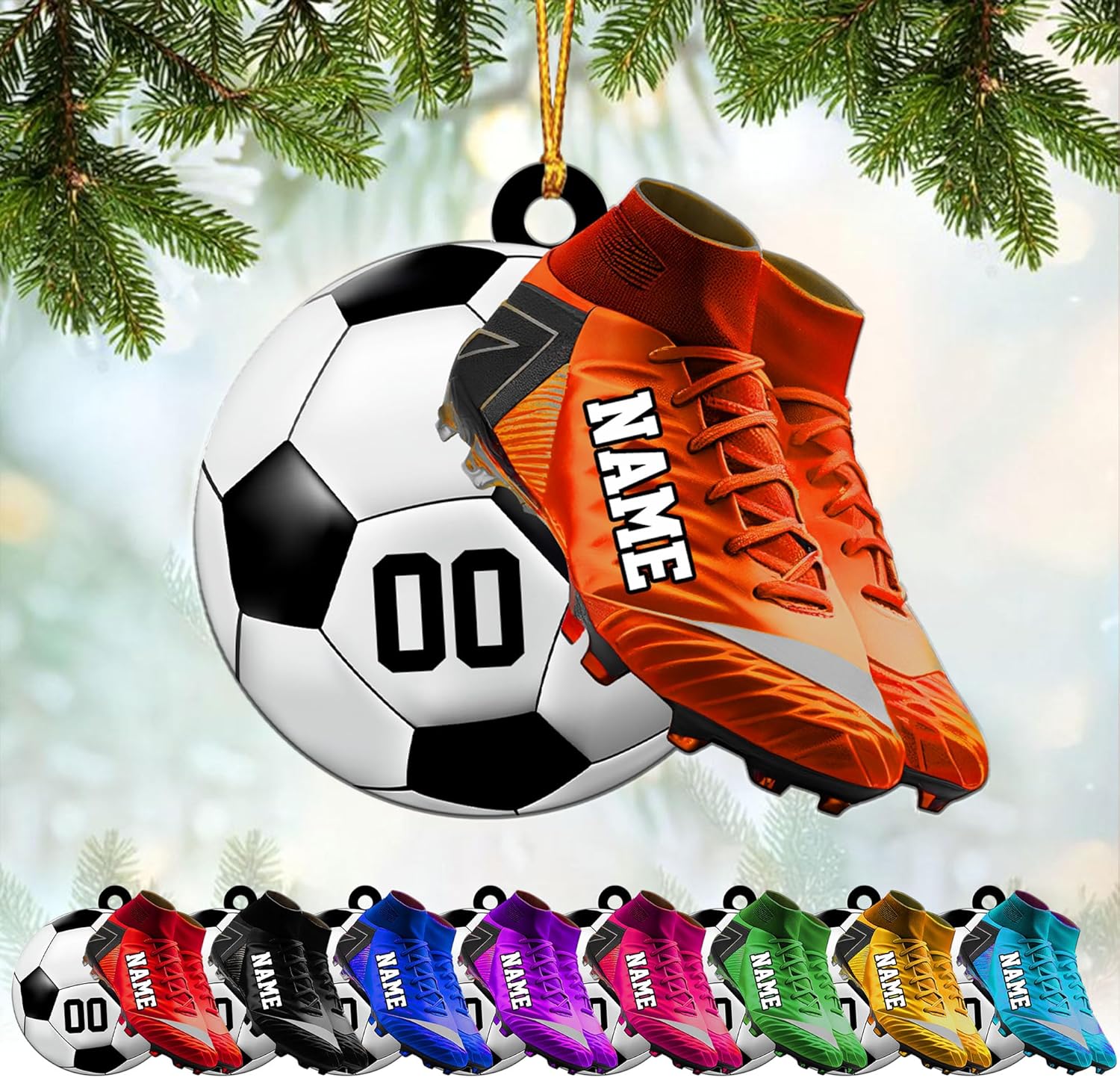 mostprints Personalized Soccer Christmas Ornament, Soccer Ornament for Boys, Soccer Team Ornaments, Gifts for The Soccer Player, Soccer Player Ornament, Soccer Gift Tree Hanging (SC1)