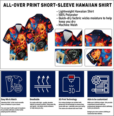 Custom Poker Hawai Shirts for Men Poker Hawaiian Shirt Gambling Casino Fire Short Sleeve Button Down Shirt Summer Beach Shirt