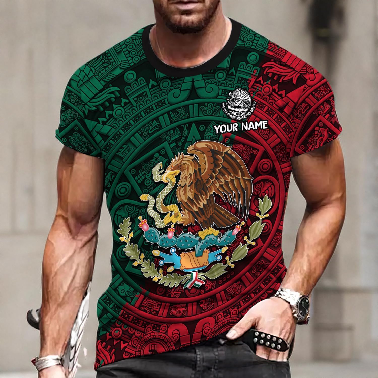 RoyalBro Personalized Mexico Shirt, Camisas de Mexico Customized Mexican Shirts Mexican Flag Mexico 3D Shirt for Men Women