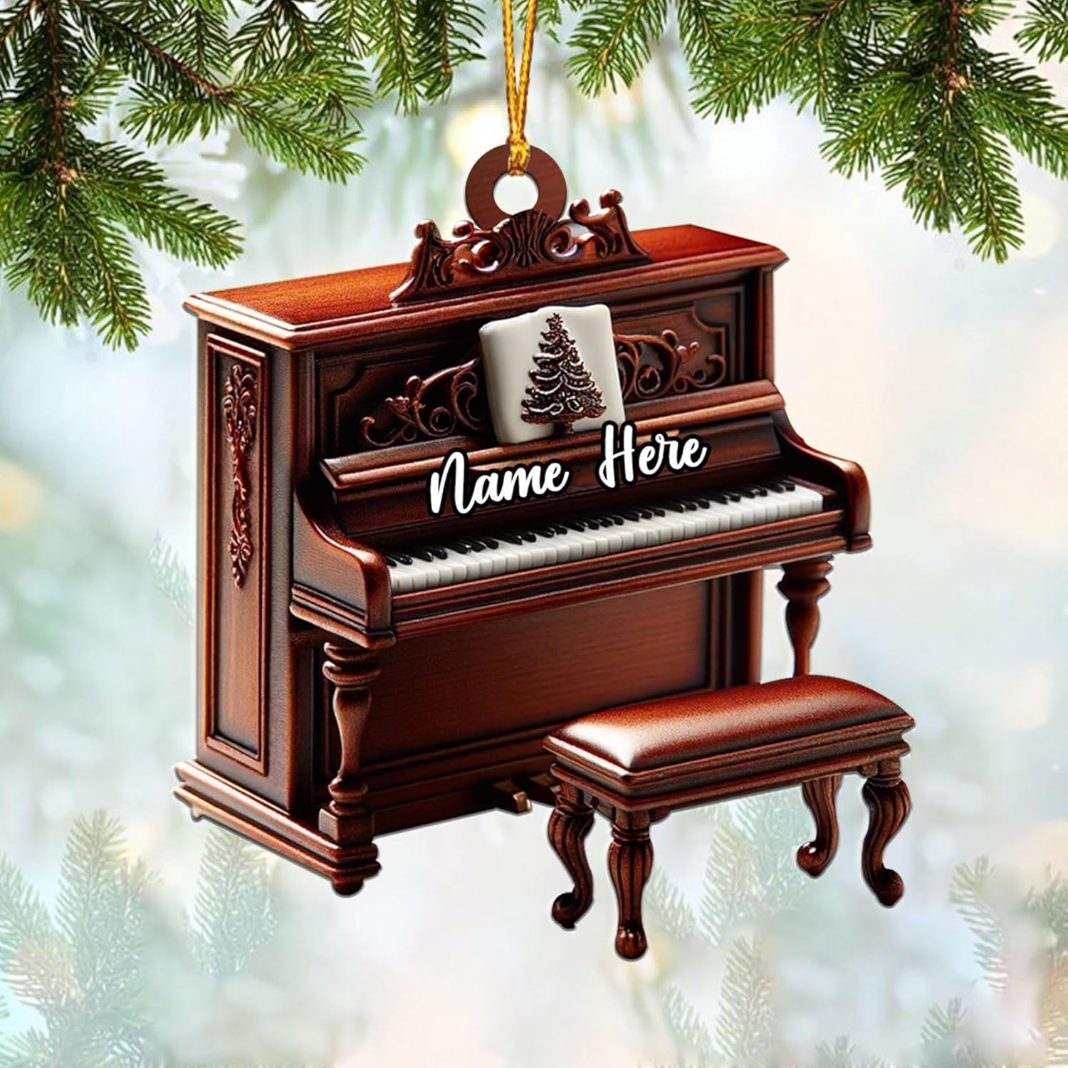 Podagree Personalized Piano Ornament, Custom Piano Ornament Piano Christmas Ornament 2023, Music Instrument Player Keyboard Ornament Decor, Gift for Piano Lover, Music Lovers (PN3)