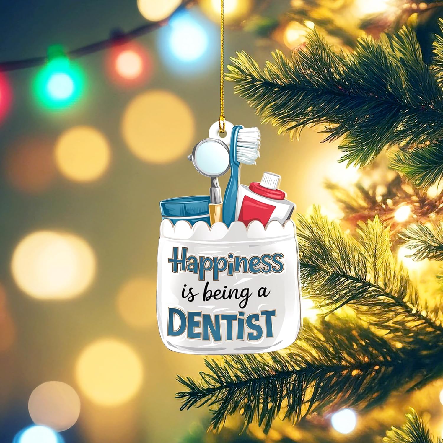 Personalized Dentist Christmas Ornament, Santa's Favorite Dentist Ornament, Doctor or Dental Hygienist Assistant Keepsake Gift, Teeth Ornament (Acrylic, Style 8)