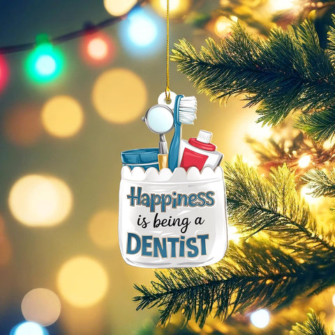 Personalized Dentist Christmas Ornament, Santa's Favorite Dentist Ornament, Doctor or Dental Hygienist Assistant Keepsake Gift, Teeth Ornament (Acrylic, Style 8)
