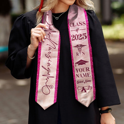 Pretyprints Custom Nurse Sash Graduation, RN Graduation Stole Gifts for Friends Nursing Student Senior Class Of 2025