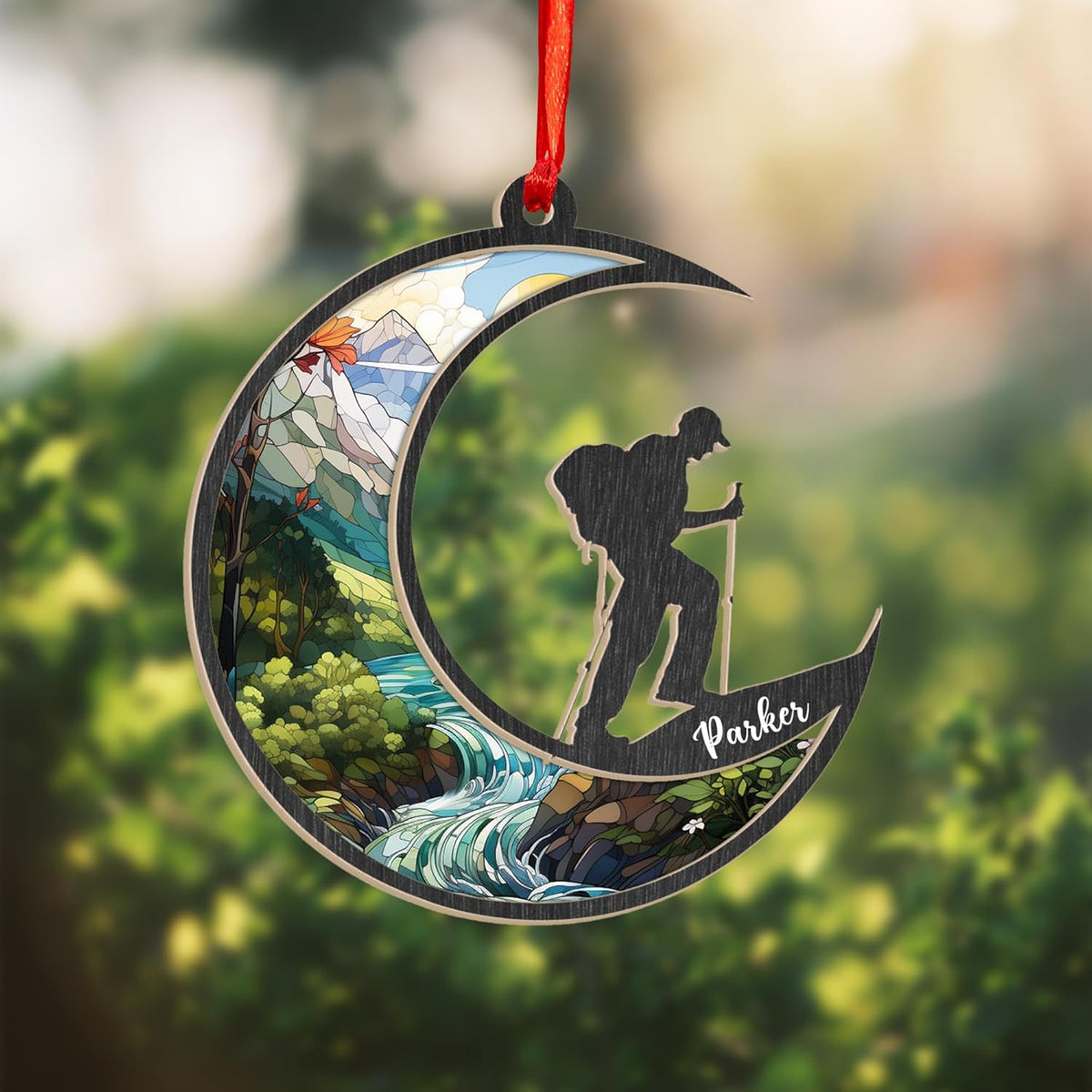 Suseaz Personalized Hiking Ornaments for Christmas Tree, Hiking Ornament Gift for Hiker Women and Men, Mountain Hiking Ornament Gift for Hiking Lover, Mountain Climber, Through Hiker Ornament (ON127)