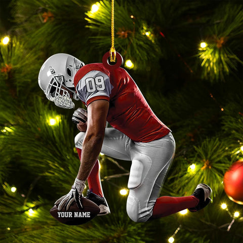 Artparel Personalized Football Ornament Customized Football Christmas Ornaments Football Ornament Christmas Hanging Décor Gift for Football Fans Football Gifts Gift for Football Player (FB 5)