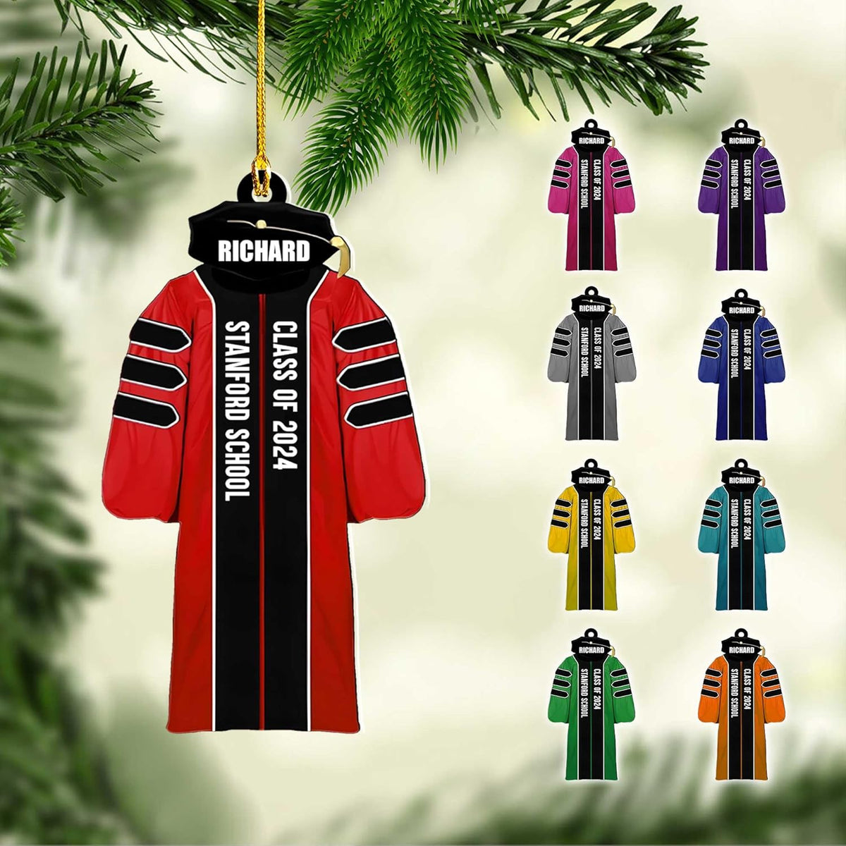 Personalized Graduation Ornaments Class of 2024 Graduation Gown Ornament Gifts Graduation Ornaments Class of 2025 College Graduation Ornaments Class of 2024 Graduate Ornament Tree Hanging Decor (GN3)