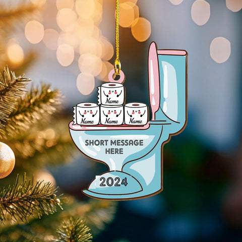 Personalized Toilet Paper Ornament, 2024 Christmas Ornament Toilet Paper, Funny Toilet Paper Roll Ornament, Hanging Glass Toilet Ornaments for Christmas Tree, Gifts for Christmas (Style 4)