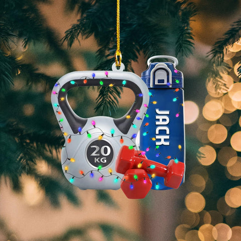 AOVL Personalized Weight Plate Ornament Weight Ornament Fitness Gift for Gym Ornament Merry Liftmas Christmas Hanging Ornaments Weight Plates Ceramic Ornament (DF2)