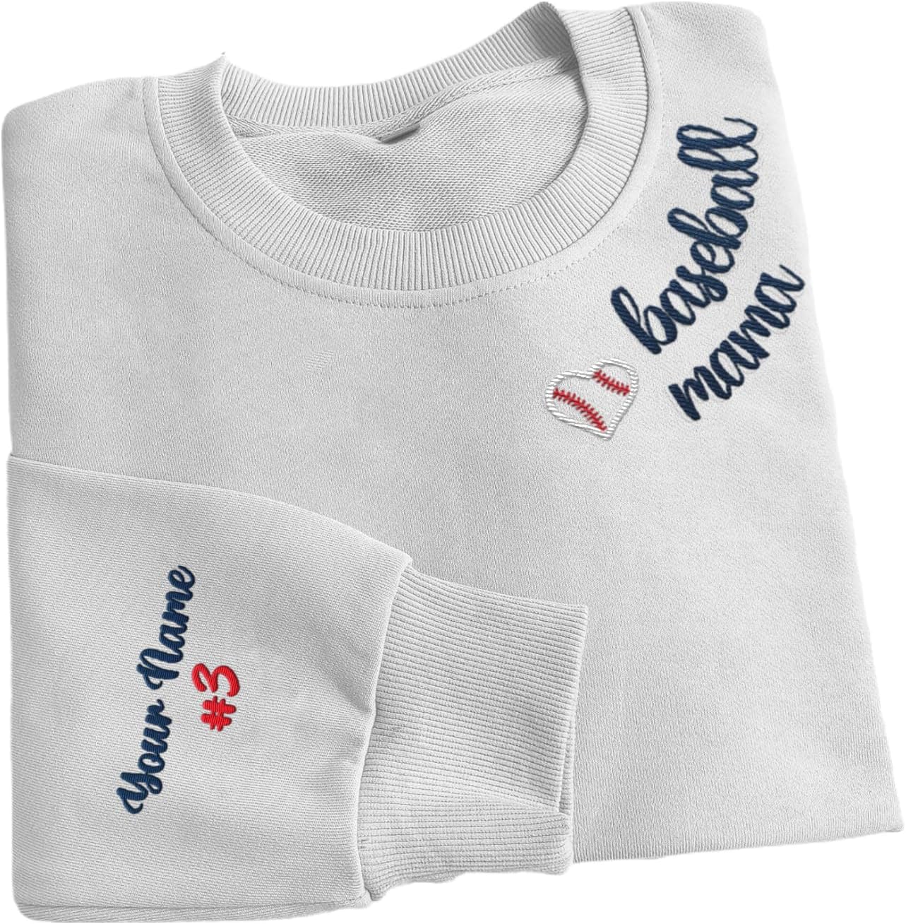 Intenprints Personalized Baseball Mom Embroidered Sweatshirt Customized Baseball Shirt Baseball Sweatshirts for Women and Men