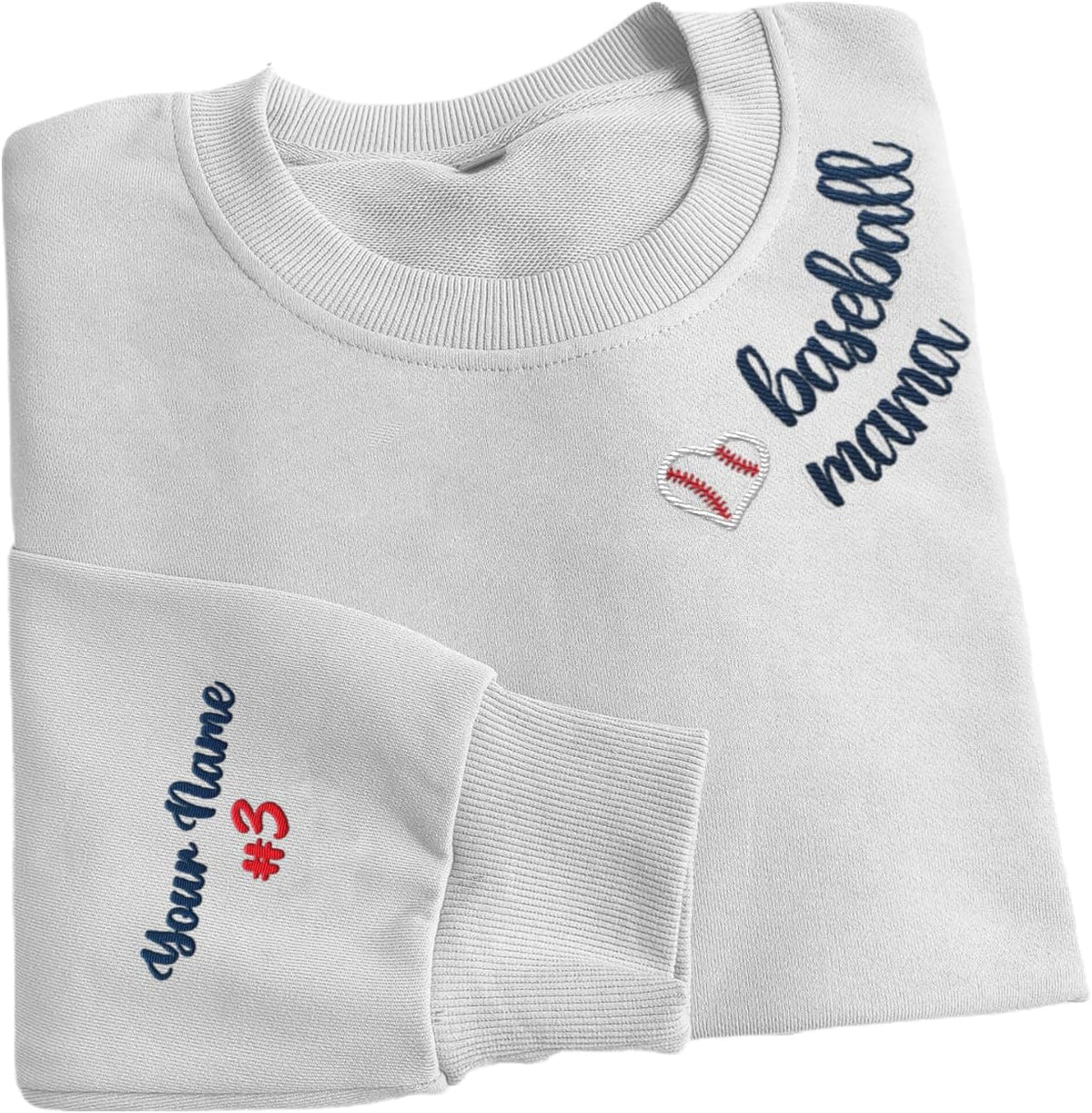 Intenprints Personalized Baseball Mom Embroidered Sweatshirt Customized Baseball Shirt Baseball Sweatshirts for Women and Men
