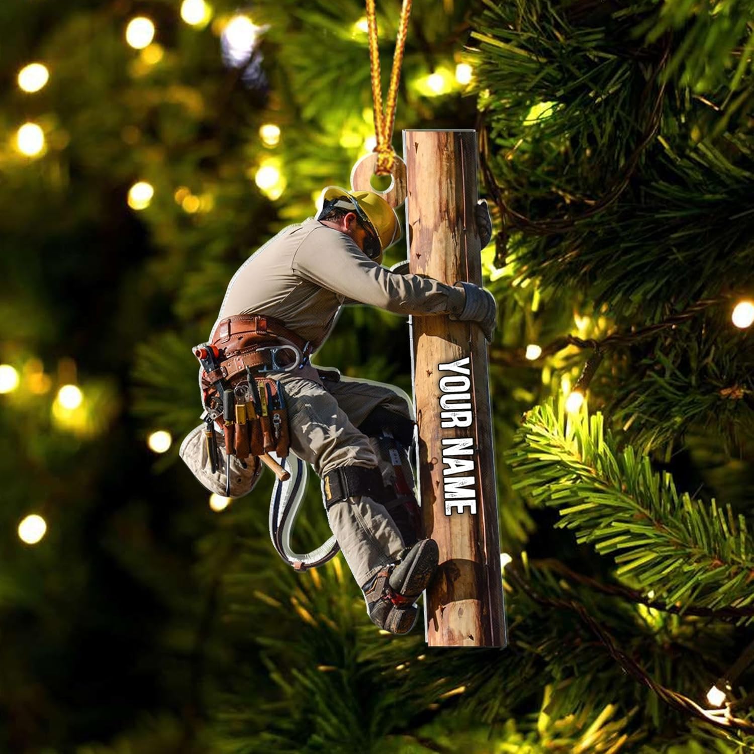 HomeDesign Personalized Lineman Ornament Custom Lineman Ornaments Line Man Christmas Ornaments Gifts for Lineman Ornament Lineman Christmas Hanging Ornament Lineman Gift Xmas Tree (Lm6)