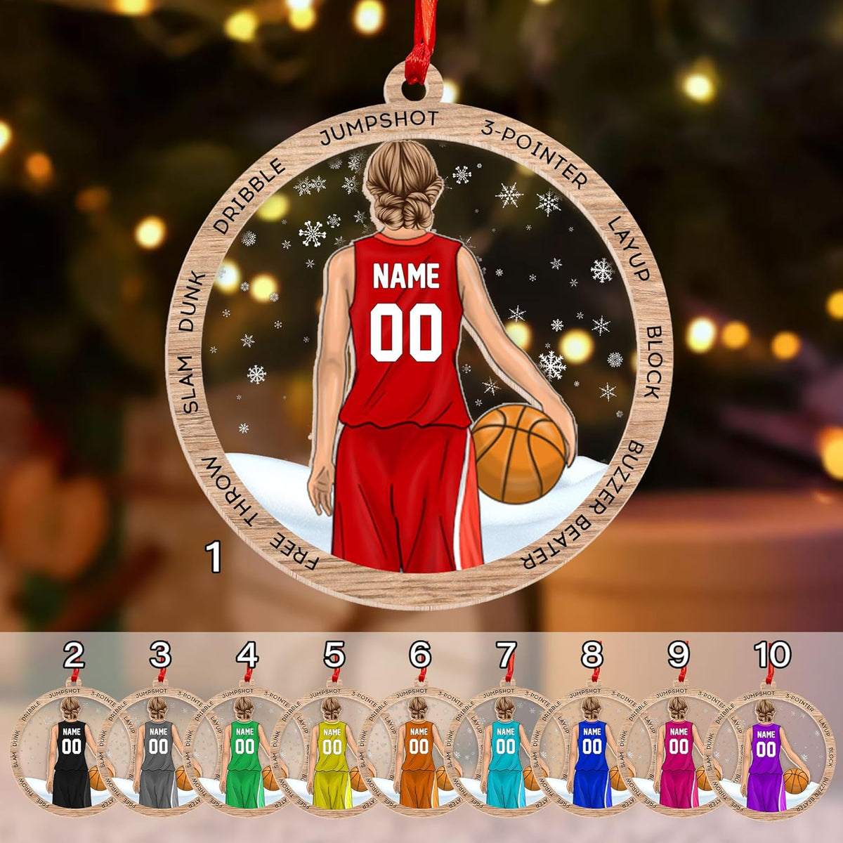 Artparel Personalized Basketball Ornaments, Basketball Christmas Ornament, Car Ornament, Custom Basketball Player Ornament, Basketball Ornaments for Christmas Tree, Custom Basketball Ornament (BKB 8)