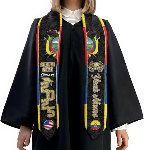 Pretyprints Ecuador Graduation Stole, Ecuadorians American Flag Graduation Sash 2025, Ecuadorians Graduation Sash