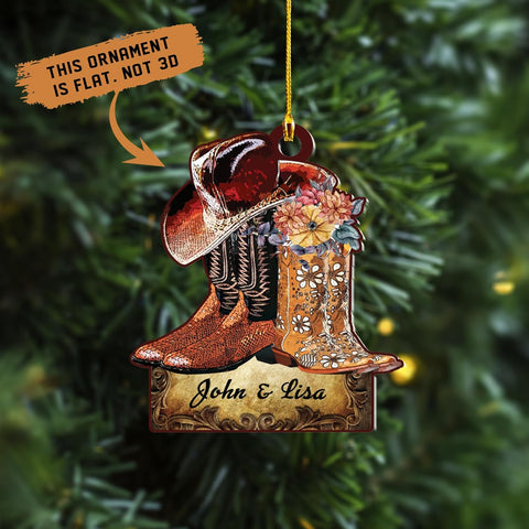 Artparel Personalized Couple Riding Horses Godd Blessed Custom Christmas Ornament, Western Horseshoe Couple Personalized Christmas Ornament,Gift for Couple Cowboy (Cowboy 4)