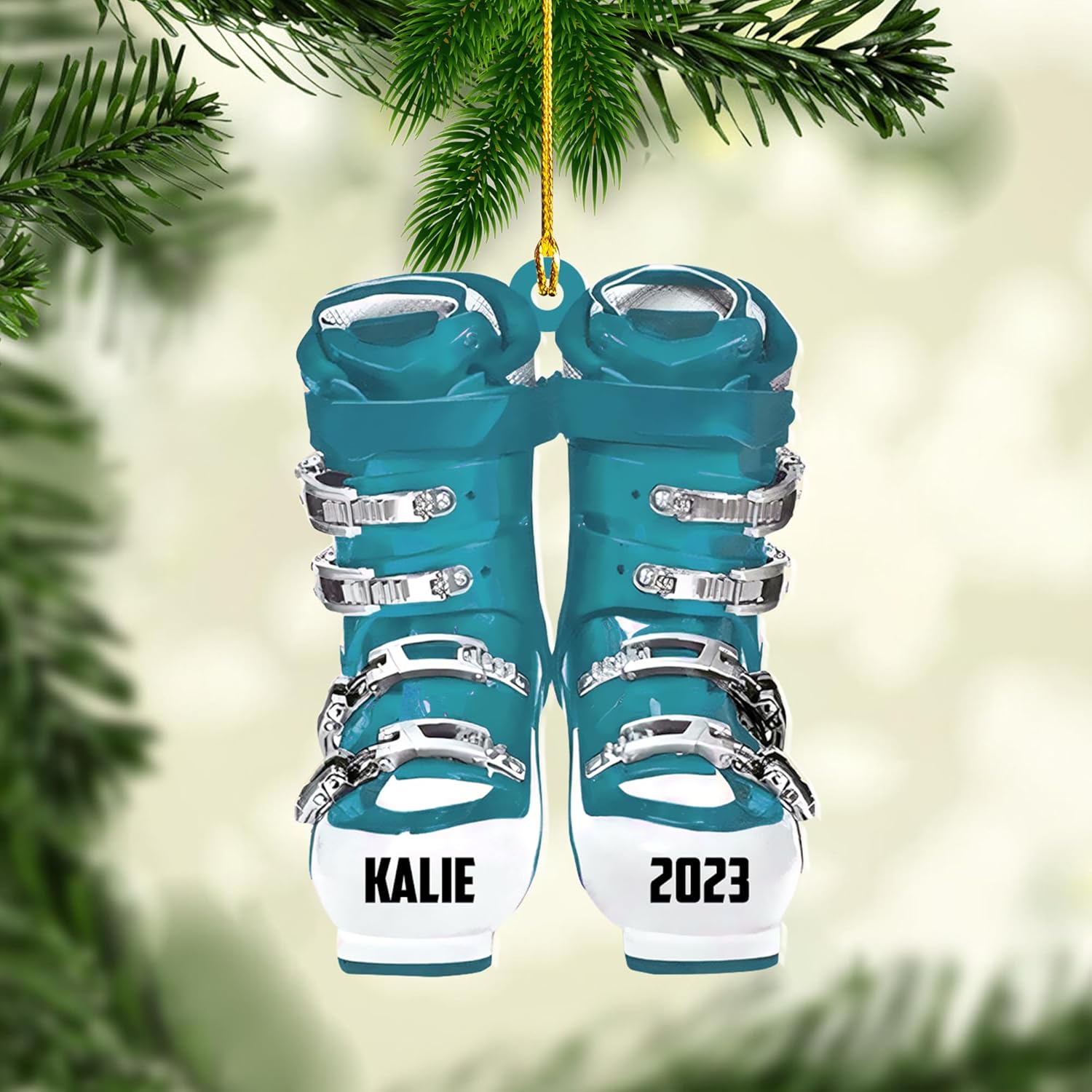 AOVL Custom Ski Ornament Skiing Christmas Ornaments Ski Christmas Tree Ornaments Ski Christmas Ornament Skier Ornaments for Christmas Tree 2024 Skiing Ornament (OSK1)