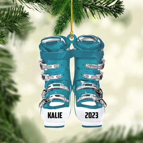 AOVL Custom Ski Ornament Skiing Christmas Ornaments Ski Christmas Tree Ornaments Ski Christmas Ornament Skier Ornaments for Christmas Tree 2024 Skiing Ornament (OSK1)