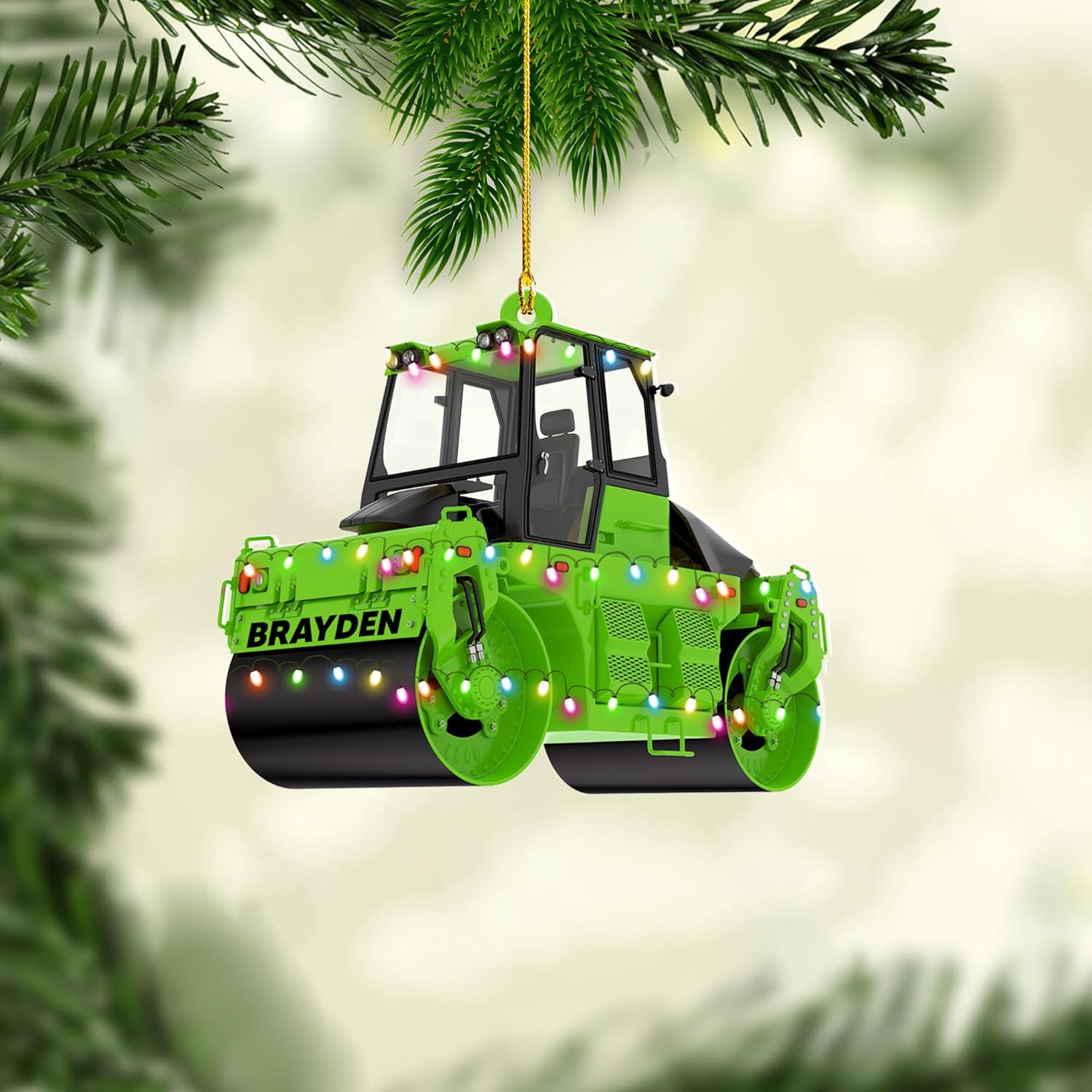 Personalized Road Roller Truck Ornament, Custom Rollers Truck Ornaments, Construction Christmas Ornaments Excavator Gift 2024, Heavy Equipment Ornaments, Road Roller Car Vehicle Worker Ornament (EN6)