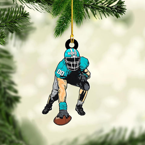 Artparel Personalized Football Ornament Customized Football Christmas Ornaments Football Ornament Christmas Hanging Décor Gift for Football Fans Football Gifts Gift for Football Player (FB 19)
