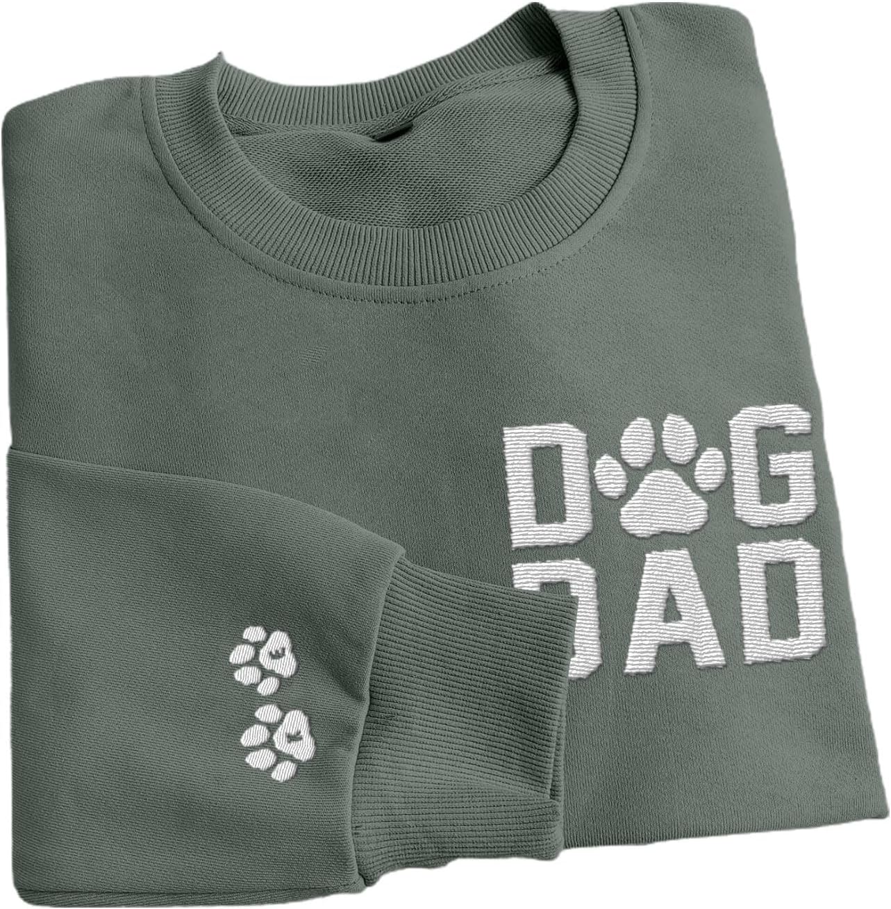 Personalized Embroidered Dog Dad Crewneck Sweatshirt, Custom Dog Dad Sweatshirt, Proud Dog Dad Shirts Gift for Men (Cotton + Polyester, SS4)