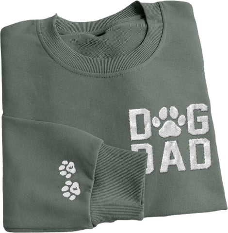 Personalized Embroidered Dog Dad Crewneck Sweatshirt, Custom Dog Dad Sweatshirt, Proud Dog Dad Shirts Gift for Men (Cotton + Polyester, SS4)