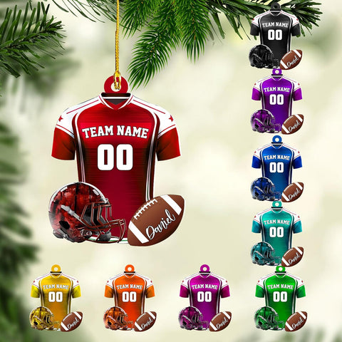 Piratify Personalized Name Football Ornaments 2024, Customized Football Christmas Ornaments Wood, Acrylic Ornament Christmas Tree Hanging Ornament Pine Tree Decorations for Football Team (FB9)