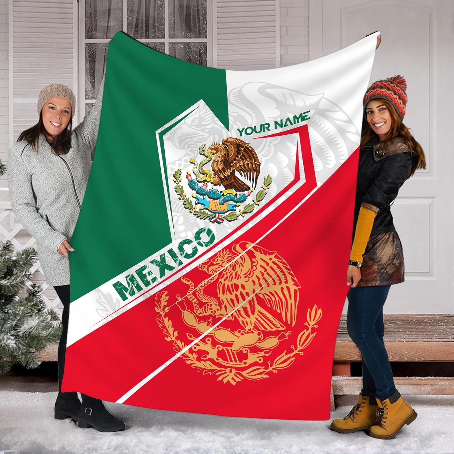 Personalized Name Mexico Blanket for Men and Women, Customized Mexico Blankets, Mexico Flag Mexican Flag Blanket Funny Gift Fuzzy Plush Soft Micro Fleece Sherpa Blanket Bed Throw1 (MXBL07)