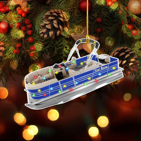 Personalized Pontoon Boat Christmas Ornament, Pontoon Car Ornament, Gift for Bowriders, Wake Boats,Pontoon Lover Gift (Pontoon 25)