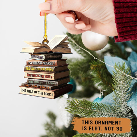 Personalized Book Title & Name, Customized Ornament Tree Gifts for Book Reading Lover Teacher Librarian School Librarian Assistant, Book Tree Ornament, Book Lover's Tree Ornament (Acrylic, Style 11)