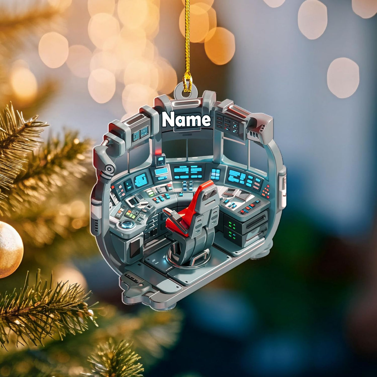 Personalized Space Rocket Ship Christmas Ornament, Space Gifts, Rocket Ornament, Planet Ornament, Spaceship Ornament, Custom Space Gift (Acrylic, Style 11)