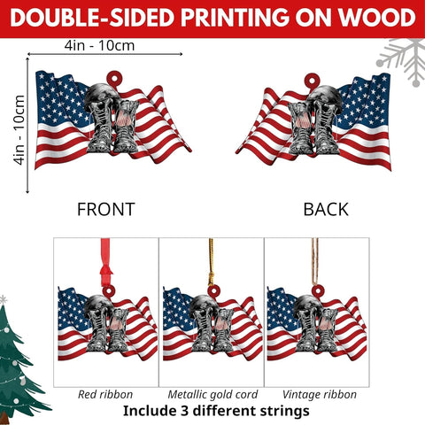 Piratify Us Veteran Christmas Ornament Flat Shape, Us Army Christmas, Veteran Gifts, Military American Soldier Boots Flag (Army 2)