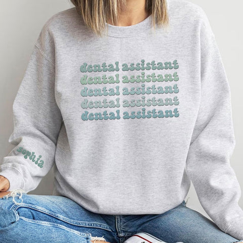 Leeprints Personalized Embroidered Sweater, Dental Assistant & Hygienist Gift, Nurse Hoodie