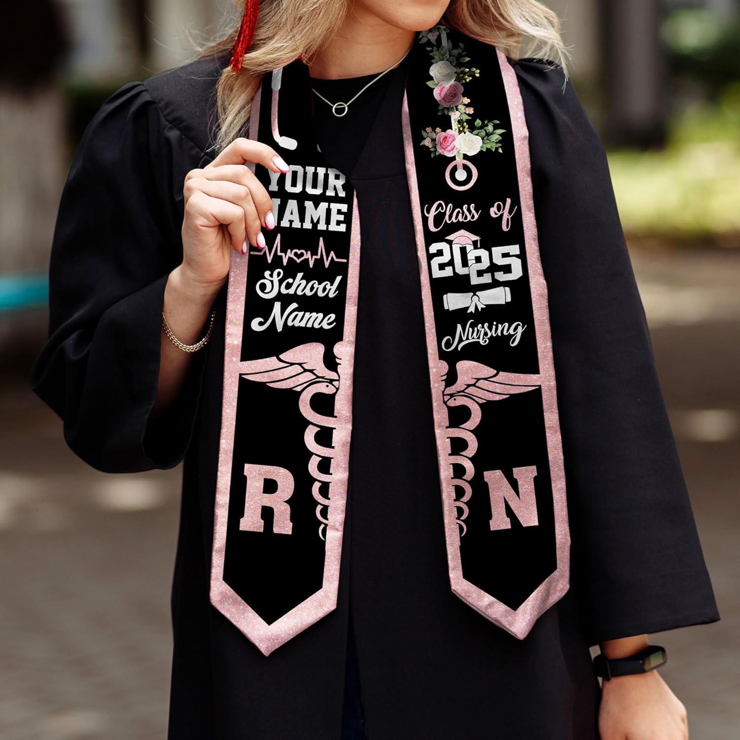 Pretyprints Custom Nurse Sash Graduation, RN Graduation Stole Gifts for Friends Nursing Student Senior Class Of 2025