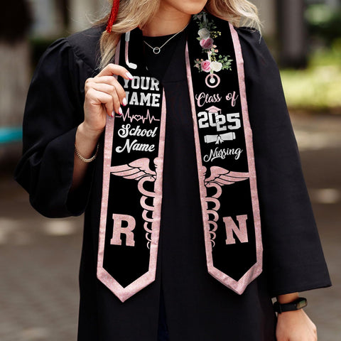 Pretyprints Custom Nurse Sash Graduation, RN Graduation Stole Gifts for Friends Nursing Student Senior Class Of 2025