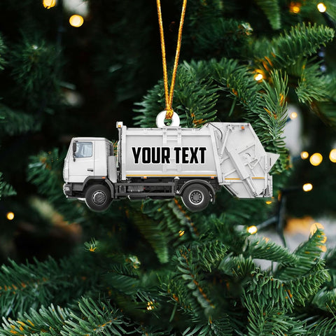 AOVL Personalized Garbage Truck Ornament 2024 Green Garbage Truck Ornament Green Garbage Truck Christmas Ornament 2024 Trash Truck Ornament Xmas Custom Garbage Truck Hanging Christmas Ornament (GT2)