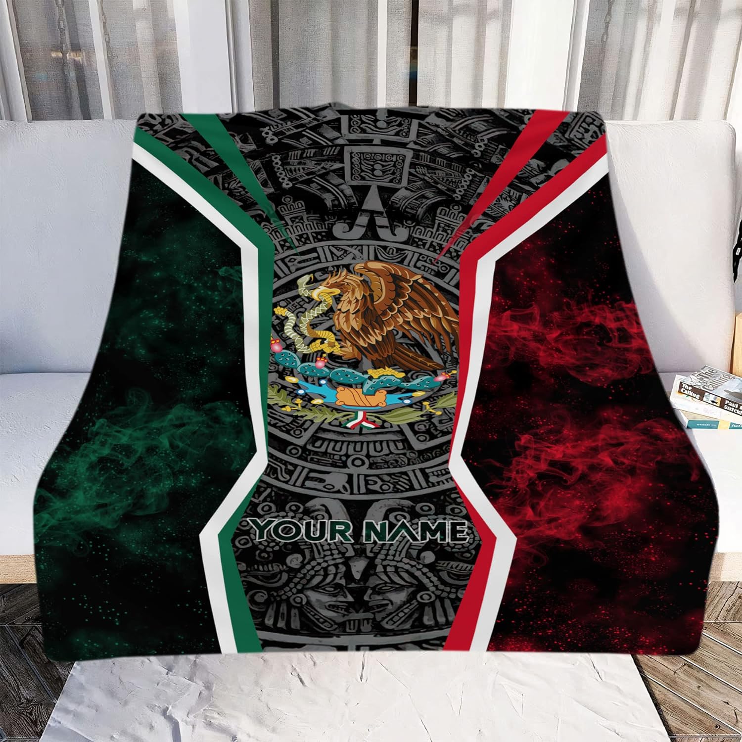 Personalized Name Mexico Blanket for Men and Women, Customized Mexico Blankets, Mexico Flag Mexican Flag Blanket Funny Gift Fuzzy Plush Soft Micro Fleece Sherpa Blanket Bed Throw1 (MXBL03)