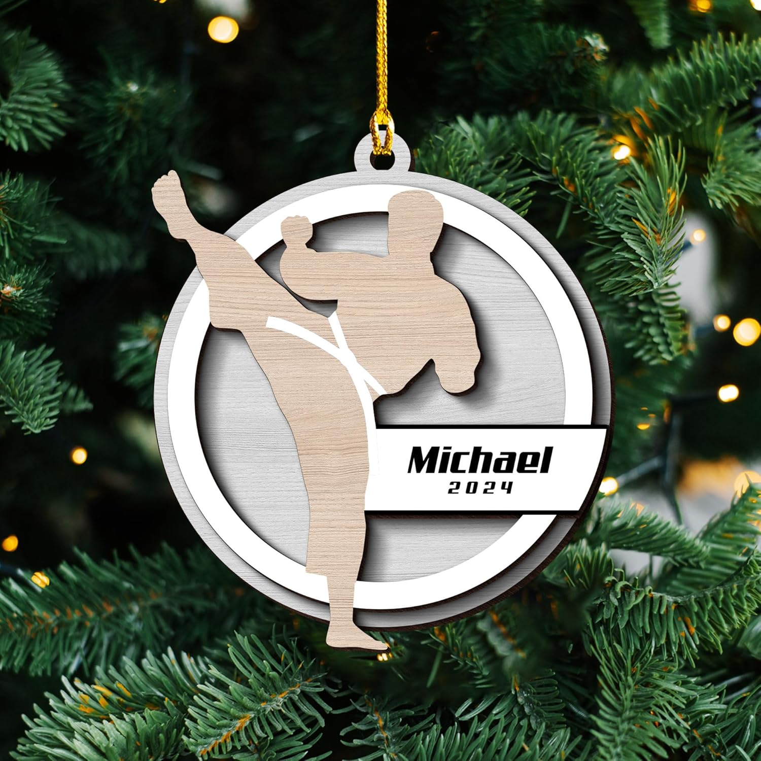 Artparel Personalized Karate Ornament Karate Uniform Ornaments Gifts for Karate Lovers Karate Gift Christmas Ornament 2024 Taekwondo Ornament Jiu Jitsu Ornament Gift for Karate (KRT1)