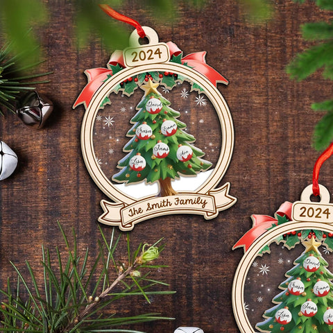 Personalized 2024 Kids Christmas Tree Ornament, Family Christmas Ornament, Family with Kids Name Christmas Ornament 2024 Xmas Tree Decorations, Custom Family Christmas Tree Ornament 2024 (KT 5)