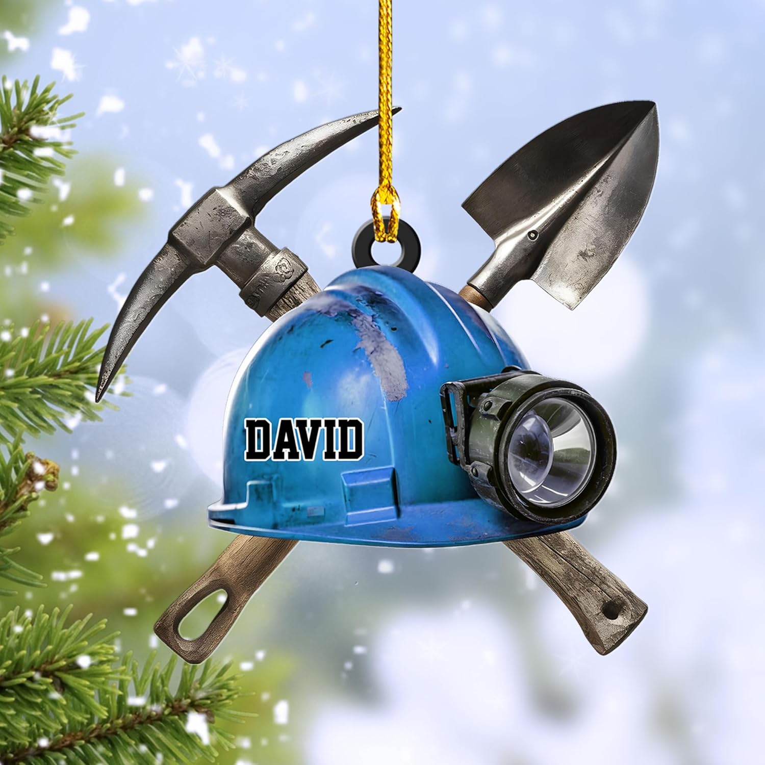 Personalized Coal Miner Ornament Flat Two Sided Hanging Printed Custom Name Plastic\/Wood Ornaments, Christmas Ornament Christmas Ornaments Coal Miner Customized Xmas Gifts for Coworker Men (CMN4)