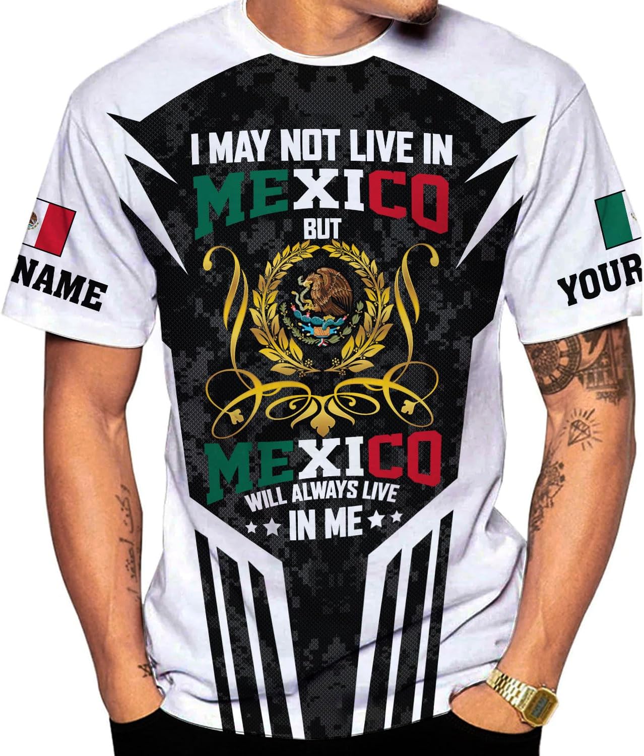 Mostefy Personalized Name Mexican Shirts for Men 3D Customized Mexico Shirts for Men Mexico Shirts for Women Mexico Shirt