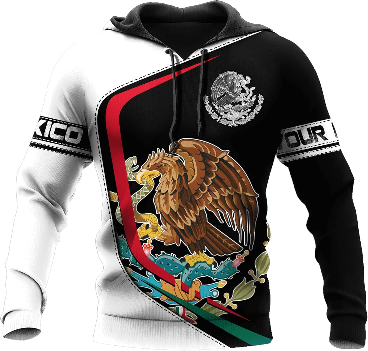 Personalized Name Mexican Hoodie 3D, Customized Mexico Hoodies for Men & Women