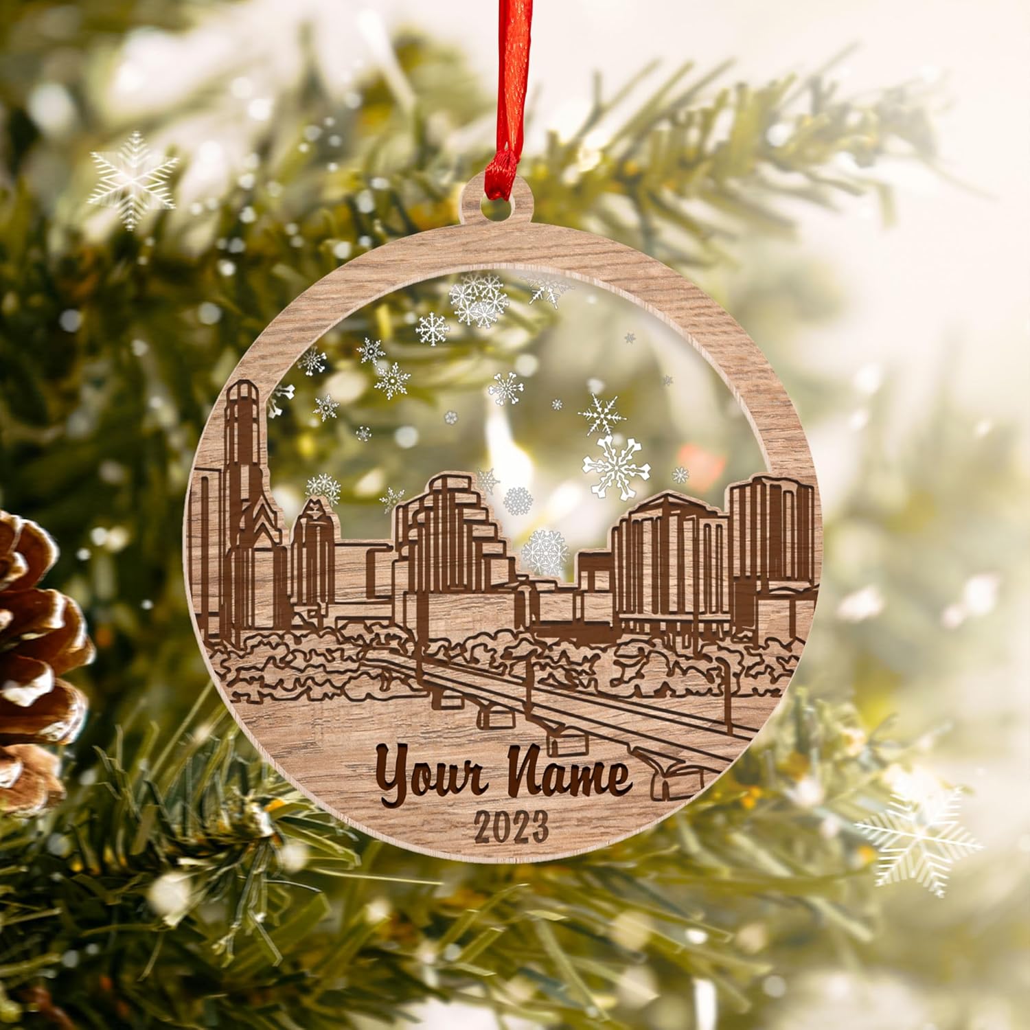 MAPrints Personalized Texas Wood and Acrylic Ornaments, Texas Christmas Keepsake Holiday, America State Ornament, Texas State Christmas Ornament, Texas Map Ornament, Christmas Tree Decorations (TX 5)