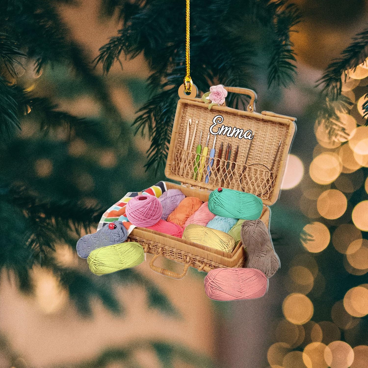 Personalized Knitting Ornaments 2024, Knitting Yarns Custom Knit Ornament Knitting Christmas Ornament, Crochet Ornaments for Christmas Tree, Christmas Gifts for Crocheters, Sewing Ornament (KT12)
