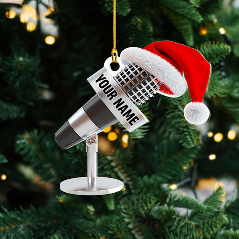 Personalized Microphone Ornament 2024 Singing Christmas Ornament Microphone Christmas Ornament Singing Ornament Concert Christmas Ornament Music Symbol Ornament (Acrylic, Style 3)