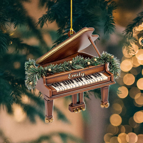 Podagree Personalized Piano Ornament, Custom Piano Ornament Piano Christmas Ornament 2023, Music Instrument Player Keyboard Ornament Decor, Gift for Piano Lover, Music Lovers (PAN6)